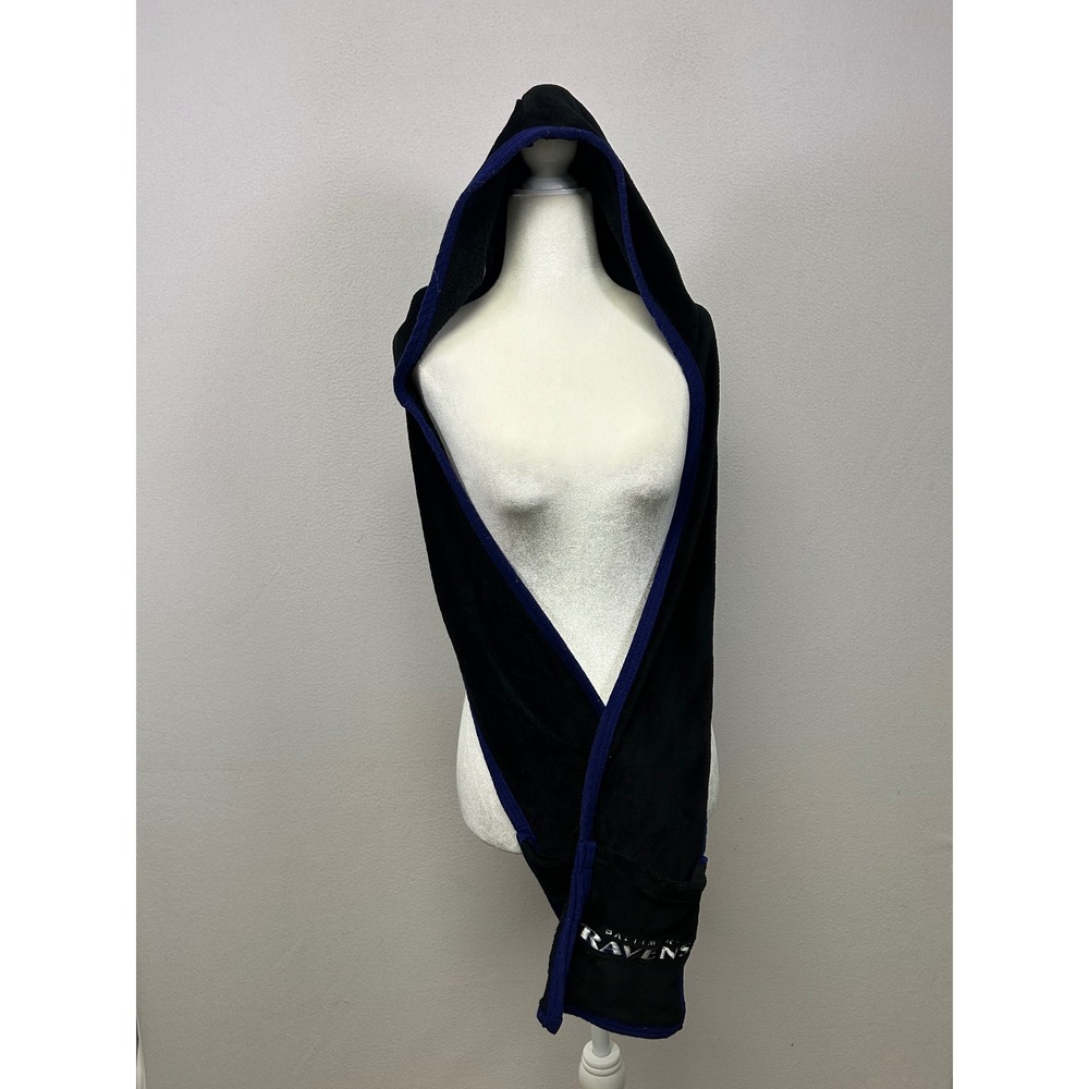 NFL Gameday Baltimore Ravens Unisex Black Purple Fleece Hooded Pocket Scarf Wrap
